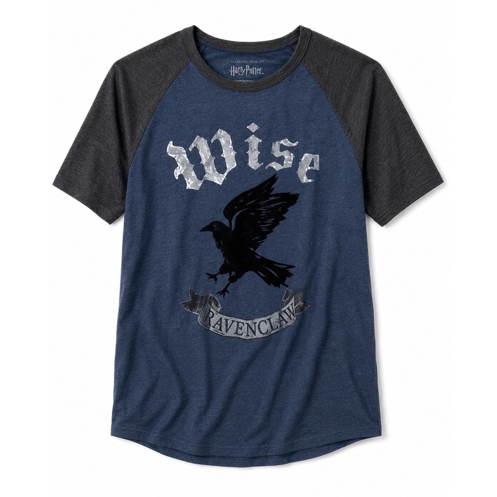 The Wizarding World Ravenclaw Graphic T-Shirt Mens XL Blue Raglan Harry Potter